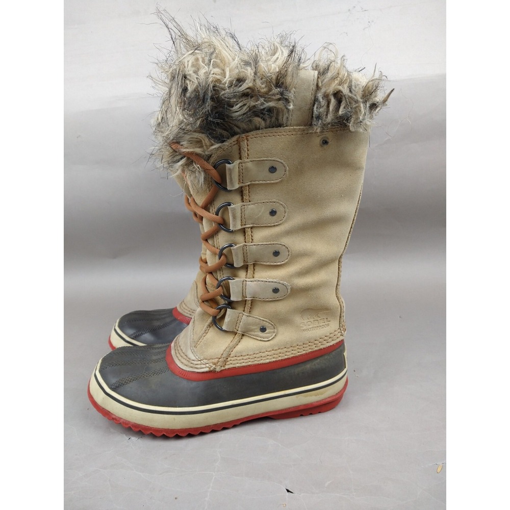 SOREL Joan of Arctic Tan Suede Faux Fur‎ Tall Winter Boots Women's 7, NL1540254 - Picture 4 of 13